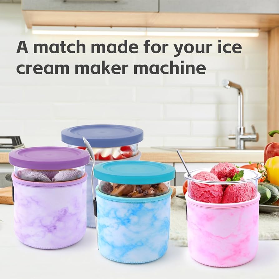 Amazon.com: 4 Pack Reusable Ice Cream Neoprene Sleeve Ninja